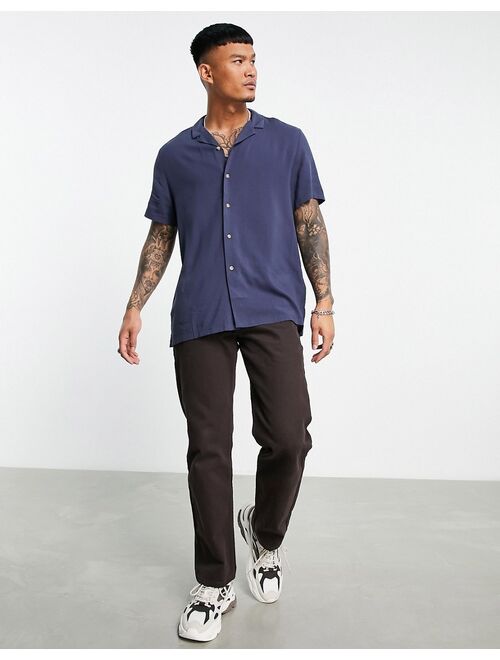 ASOS DESIGN relaxed viscose shirt in navy