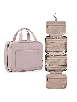 BAGSMART Toiletry Bag Travel Bag with Hanging Hook, Water-resistant Makeup Cosmetic Bag Travel Organizer for Accessories, Shampoo, Full Sized Container, Toiletries