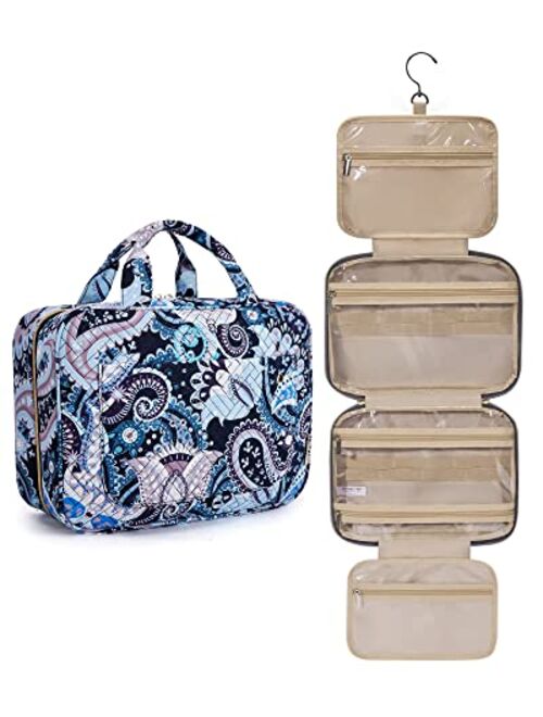 BAGSMART Toiletry Bag Travel Bag with Hanging Hook, Water-resistant Makeup Cosmetic Bag Travel Organizer for Accessories, Shampoo, Full Sized Container, Toiletries