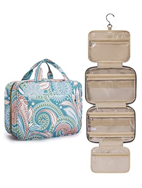 BAGSMART Toiletry Bag Travel Bag with Hanging Hook, Water-resistant Makeup Cosmetic Bag Travel Organizer for Accessories, Shampoo, Full Sized Container, Toiletries