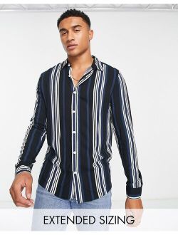 shirt in black and navy stripe