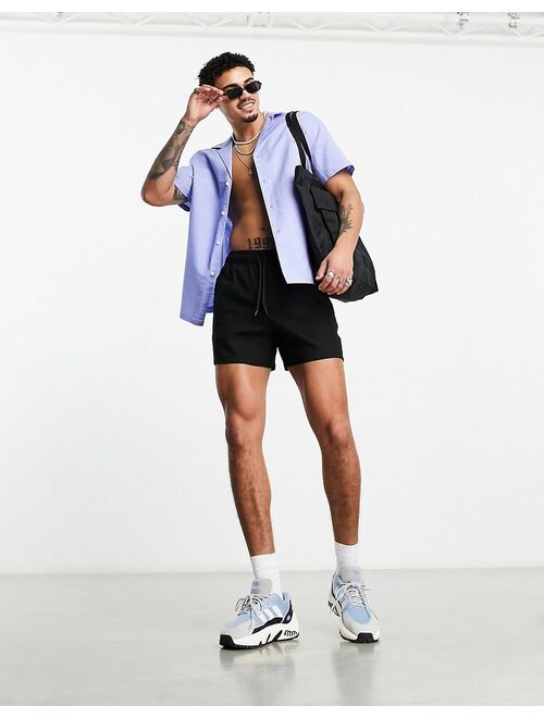 ASOS DESIGN relaxed deep revere linen mix shirt in lilac