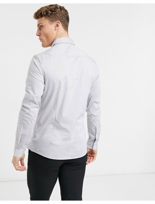 ASOS DESIGN stretch slim fit work shirt in gray