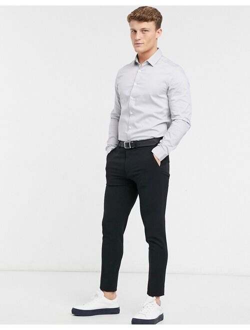 ASOS DESIGN stretch slim fit work shirt in gray