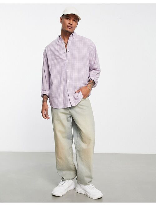 ASOS DESIGN 90s oversized shirt in lilac vintage style dad plaid