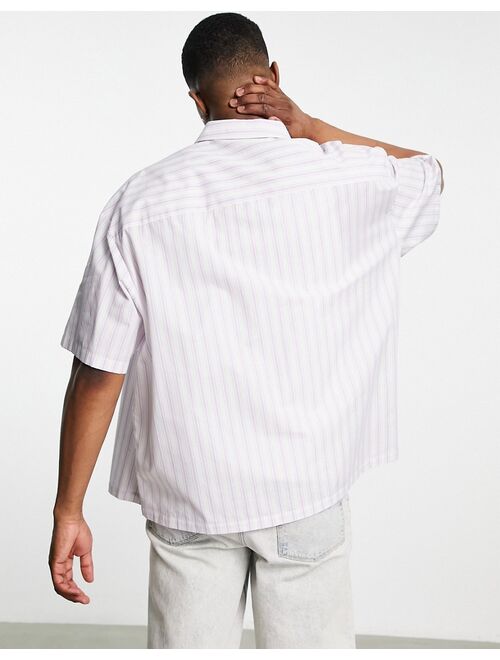 ASOS DESIGN boxy oversized shirt in lilac stripe