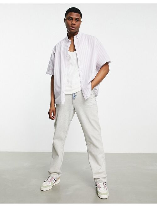 ASOS DESIGN boxy oversized shirt in lilac stripe