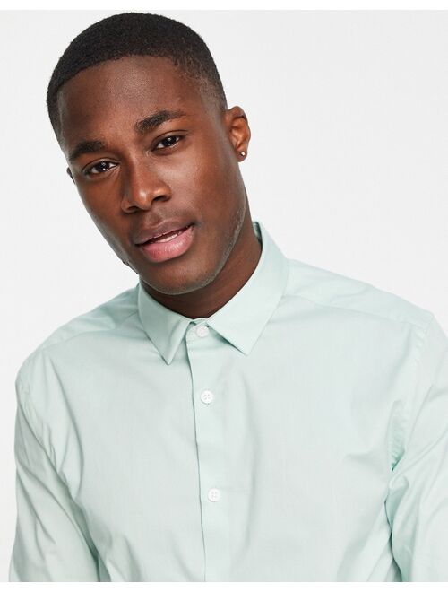 ASOS DESIGN skinny fit shirt in sage green