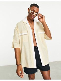 volume oversized shirt with border embroidery