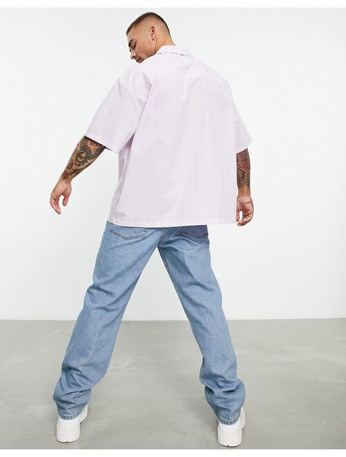 ASOS DESIGN boxy oversized revere shirt in lilac