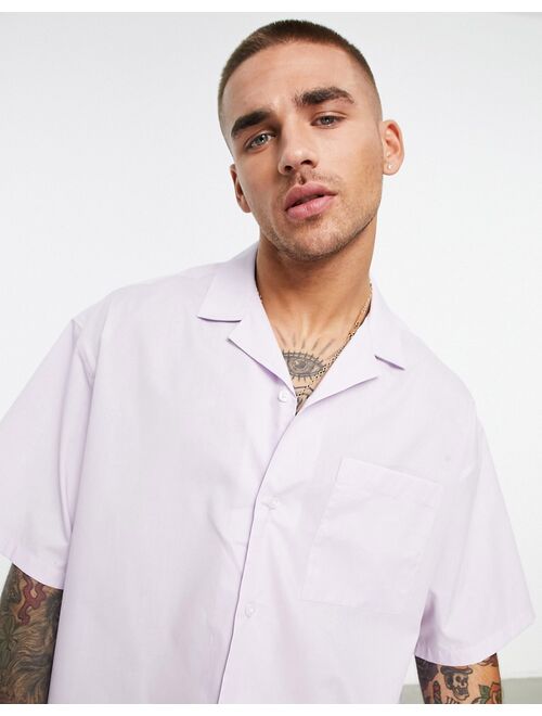 ASOS DESIGN boxy oversized revere shirt in lilac