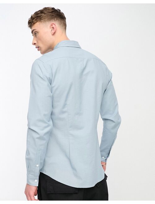 ASOS DESIGN slim fit oxford shirt in dusty blue