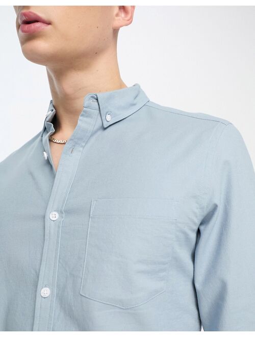 ASOS DESIGN slim fit oxford shirt in dusty blue