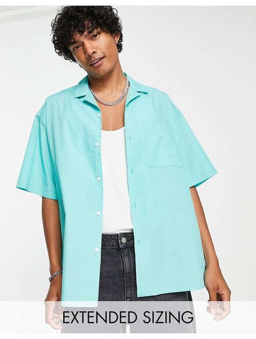 ASOS DESIGN boxy oversized shirt in aqua