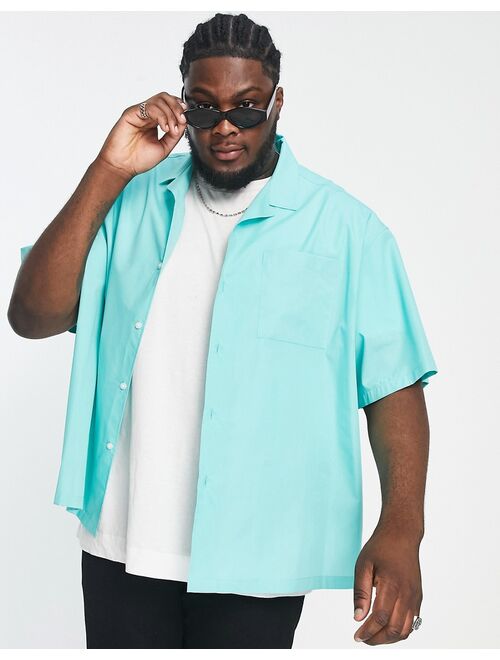 ASOS DESIGN boxy oversized shirt in aqua