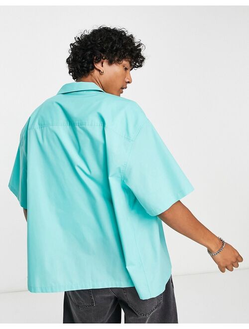 ASOS DESIGN boxy oversized shirt in aqua