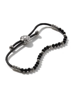 Men's Classic Chain Silver Round Beads Pull Through Bracelet