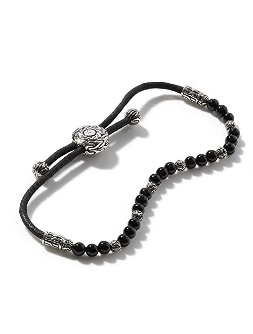 John Hardy Men's Classic Chain Silver Round Beads Pull Through Bracelet