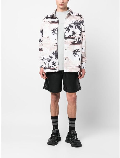 Palm Angels palm-print long-sleeved shirt