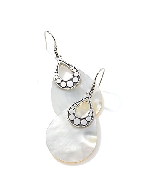 John Hardy Dot Drop Earrings with White Mother-of-Pearl