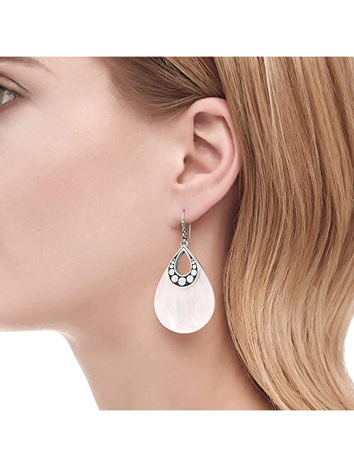 John Hardy Dot Drop Earrings with White Mother-of-Pearl