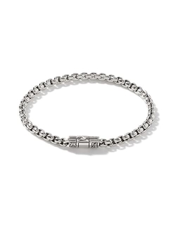 MEN's Classic Chain Silver 4mm Box Chain Bracelet with Pusher Clasp