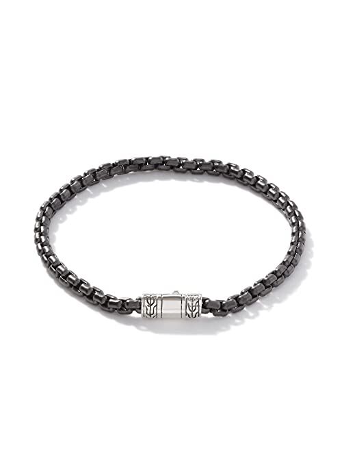 John Hardy MEN's Classic Chain Silver 4mm Box Chain Bracelet with Pusher Clasp