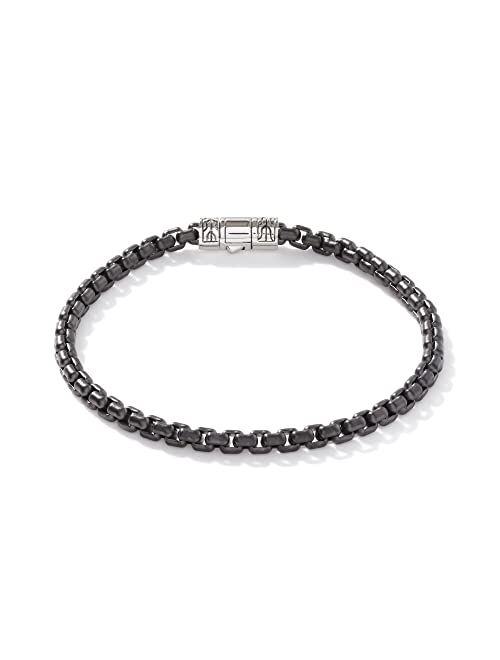 John Hardy MEN's Classic Chain Silver 4mm Box Chain Bracelet with Pusher Clasp