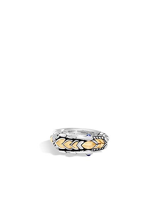 John Hardy Women's Legends Naga 18K Gold & Silver Ring in Brushed Finish with Blue Sapphire Eyes