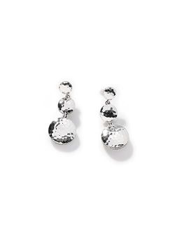 Women's Dot Hammered Silver Triple Drop Linear Earrings