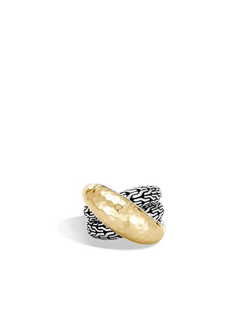 John Hardy WOMEN's Classic Chain Hammered 18K Gold and Silver Crossover Ring