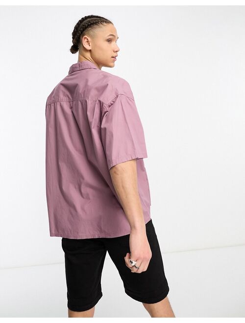 ASOS DESIGN boxy oversized washed poplin shirt in grape