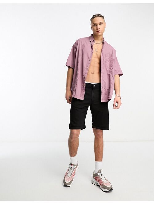 ASOS DESIGN boxy oversized washed poplin shirt in grape