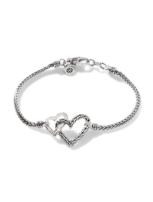 John Hardy Classic Chain Manah Silver Diamond Pave (0.11ct) 2.5mm Mini Chain Bracelet with Lobster Clasp