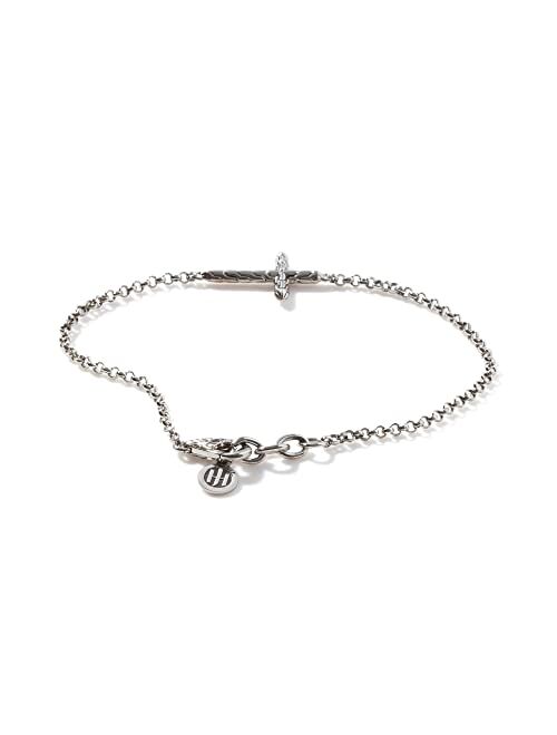 John Hardy Classic Chain Silver 2mm Mini Rolo Chain Cross Bracelet with Lobster Clasp