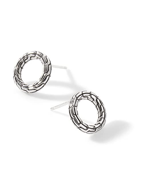 John Hardy Classic Chain Silver Round 12.5mm Stud Earrings