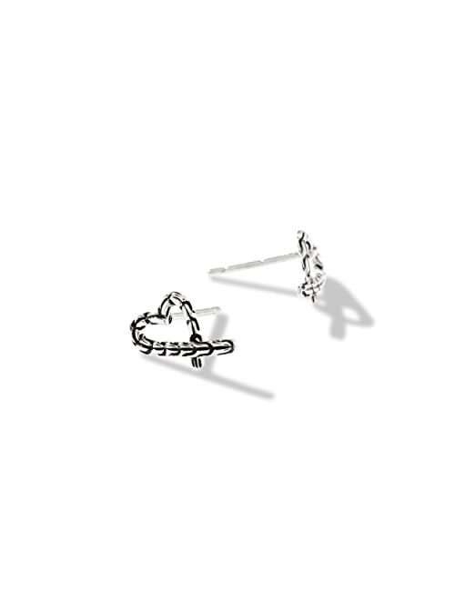 John Hardy Classic Chain Manah Silver Heart Stud Earrings