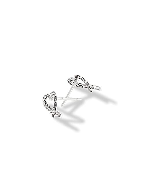 John Hardy Classic Chain Manah Silver Heart Stud Earrings