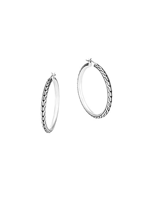 John Hardy Classic Chain Silver Medium Hoop Earrings