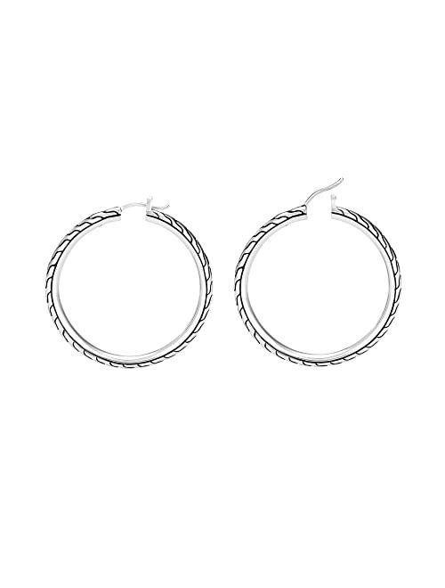 John Hardy Classic Chain Silver Medium Hoop Earrings