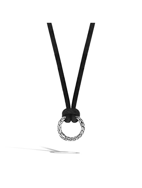 John Hardy Classic Chain Silver Amulet Connector 2.5mm Black Leather Necklace