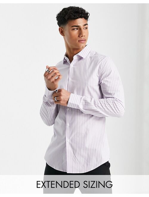 ASOS DESIGN skinny stripe smart shirt in lilac