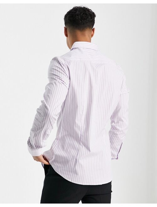 ASOS DESIGN skinny stripe smart shirt in lilac