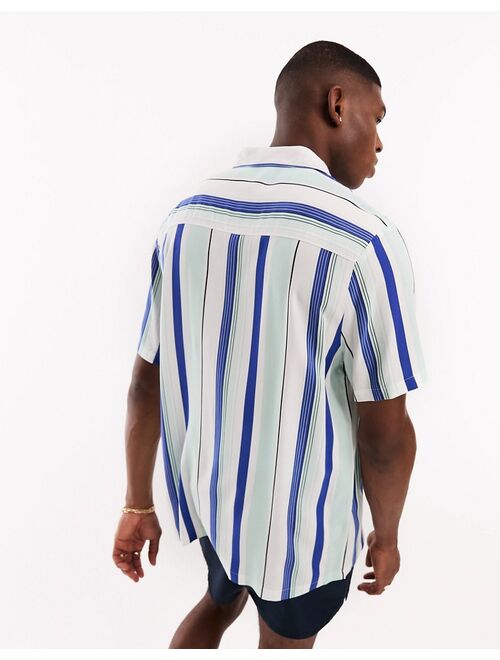 ASOS DESIGN relaxed shirt in blue stripe