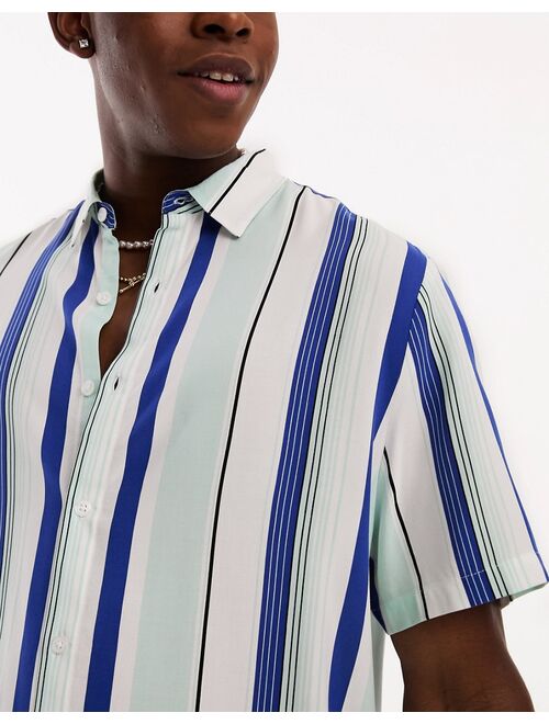 ASOS DESIGN relaxed shirt in blue stripe