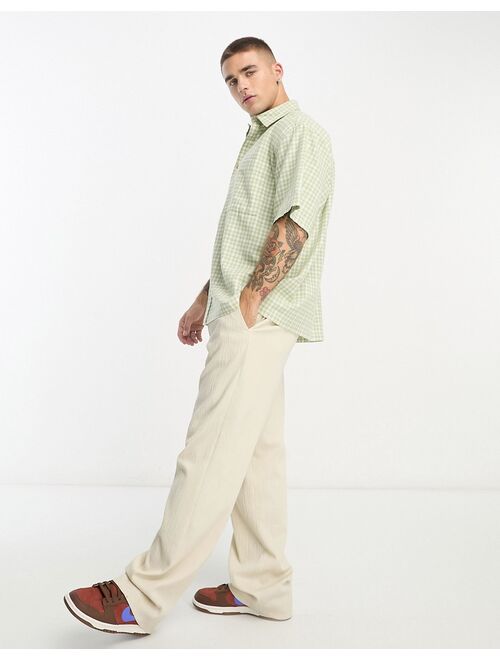 ASOS DESIGN boxy oversized shirt in sage green dad plaid