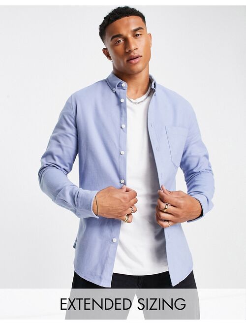 ASOS DESIGN brushed oxford shirt in cotton blend in sky blue