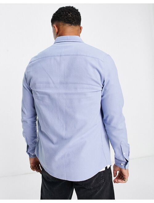 ASOS DESIGN brushed oxford shirt in cotton blend in sky blue