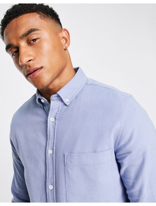 ASOS DESIGN brushed oxford shirt in cotton blend in sky blue