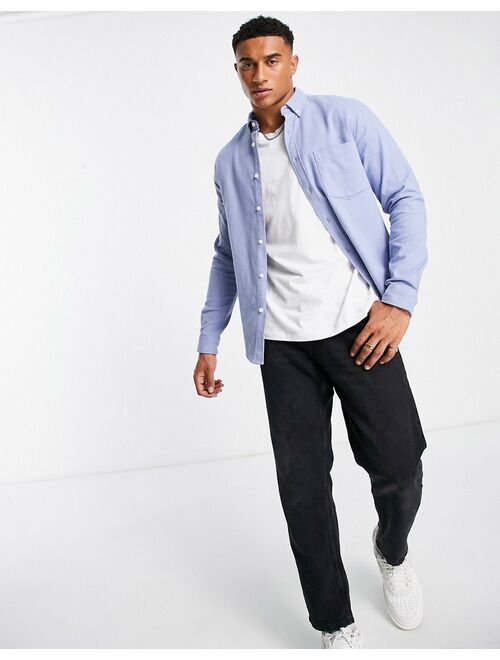 ASOS DESIGN brushed oxford shirt in cotton blend in sky blue